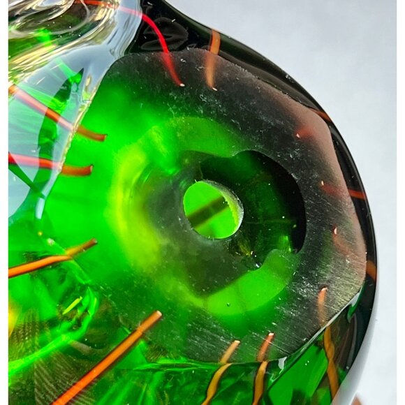 Murano Hand Blown Glass Fish Figurine Green Red & Clear Art Decor with Repair - Picture 7 of 10